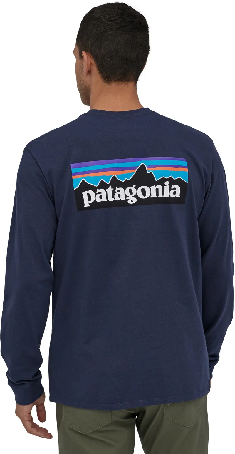 Patagonia Mens Long Sleeved P-6 Logo Responsibili-Tee - Classic Navy-5
