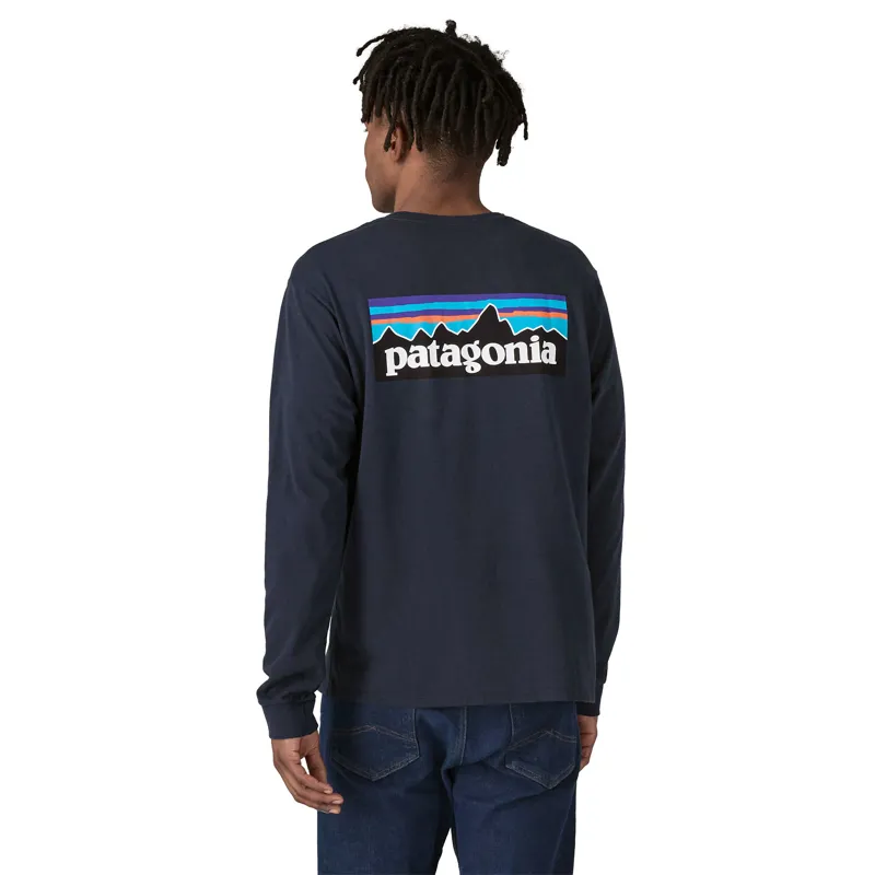 Patagonia Mens Long Sleeved P-6 Logo Responsibili-Tee - New Navy-4
