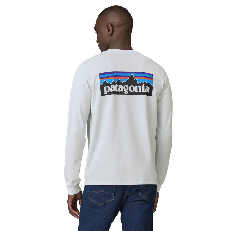 Patagonia Mens Long Sleeved P-6 Logo Responsibili-Tee - White-5