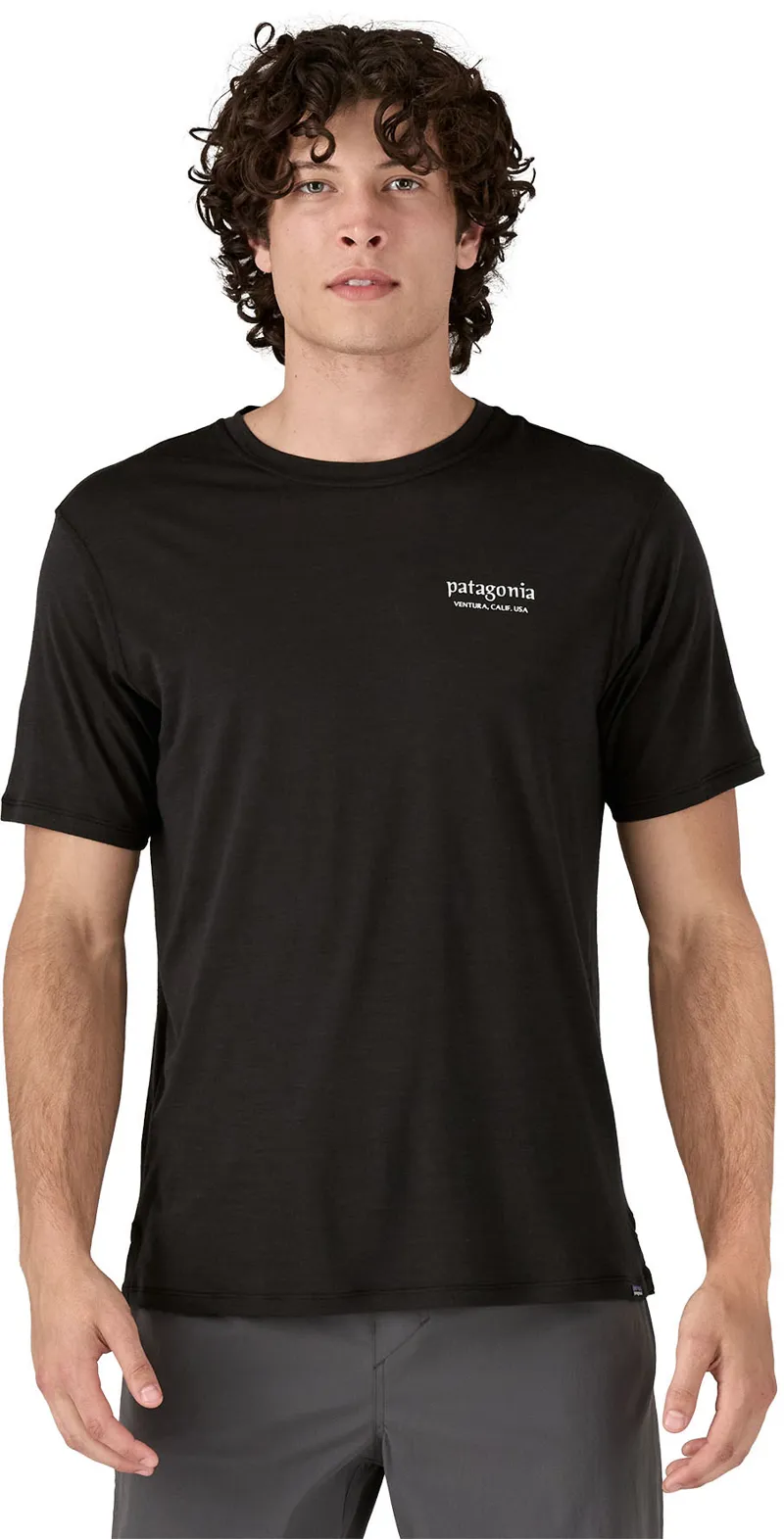 Patagonia Mens Cap Cool Merino Graphic Shirt - Heritage Header-Black-1