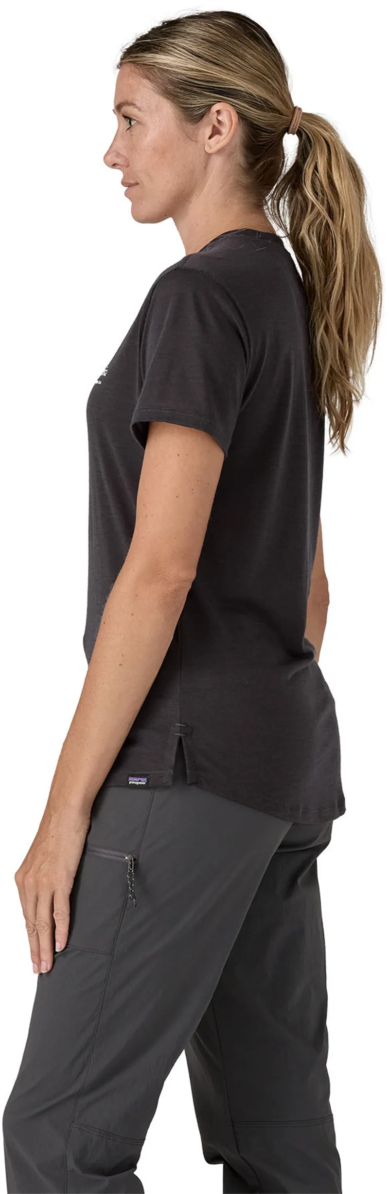 Patagonia Womens Cap Cool Merino Blend Graphic Shirt - Heritage Header-Black-3