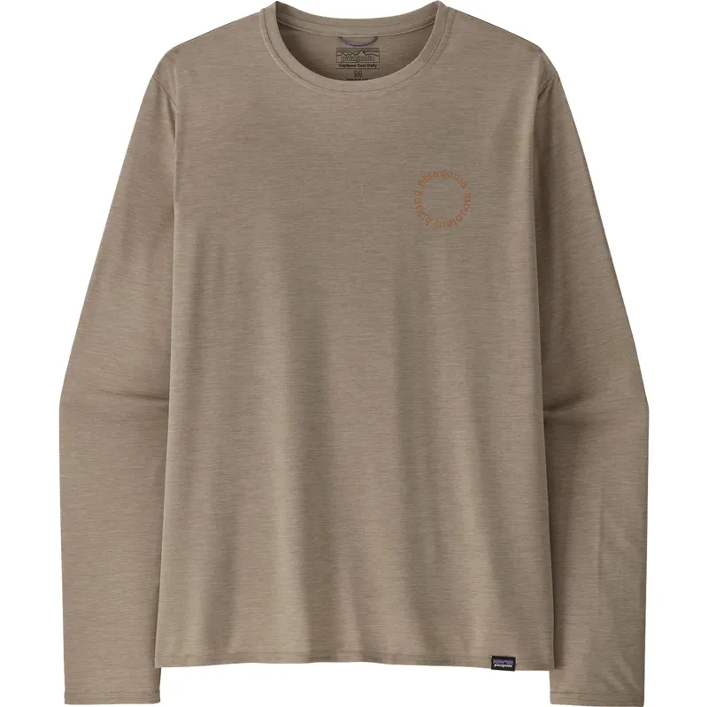 Patagonia Mens Long Sleeved Cap Cool Daily Graphic Shirt - Lands - Spoke Stencil-Seabird Grey X-Dye-1