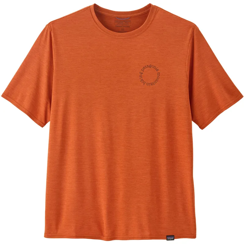 Patagonia Mens Cap Cool Daily Graphic Shirt - Lands - Spoke Stencil-Redtail Rust X-Dye-1