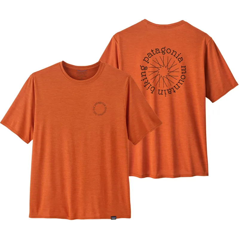 Patagonia Mens Cap Cool Daily Graphic Shirt - Lands - Spoke Stencil-Redtail Rust X-Dye