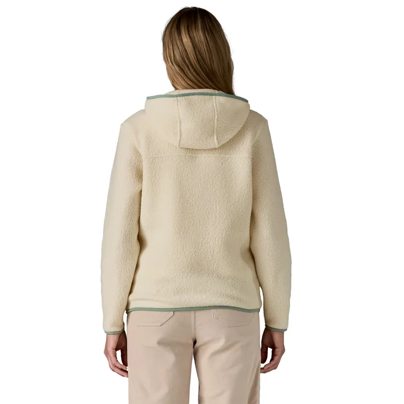 Patagonia Womens Retro Pile Hoody - Natural-Ellwood Green-2