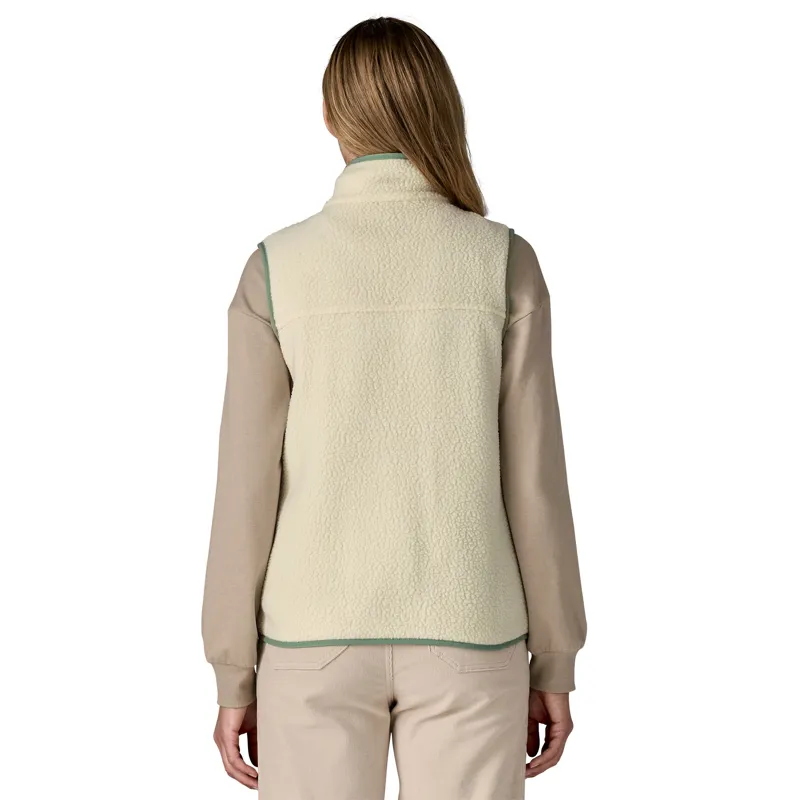 Patagonia Womens Retro Pile Vest - Natural-Ellwood Green-2