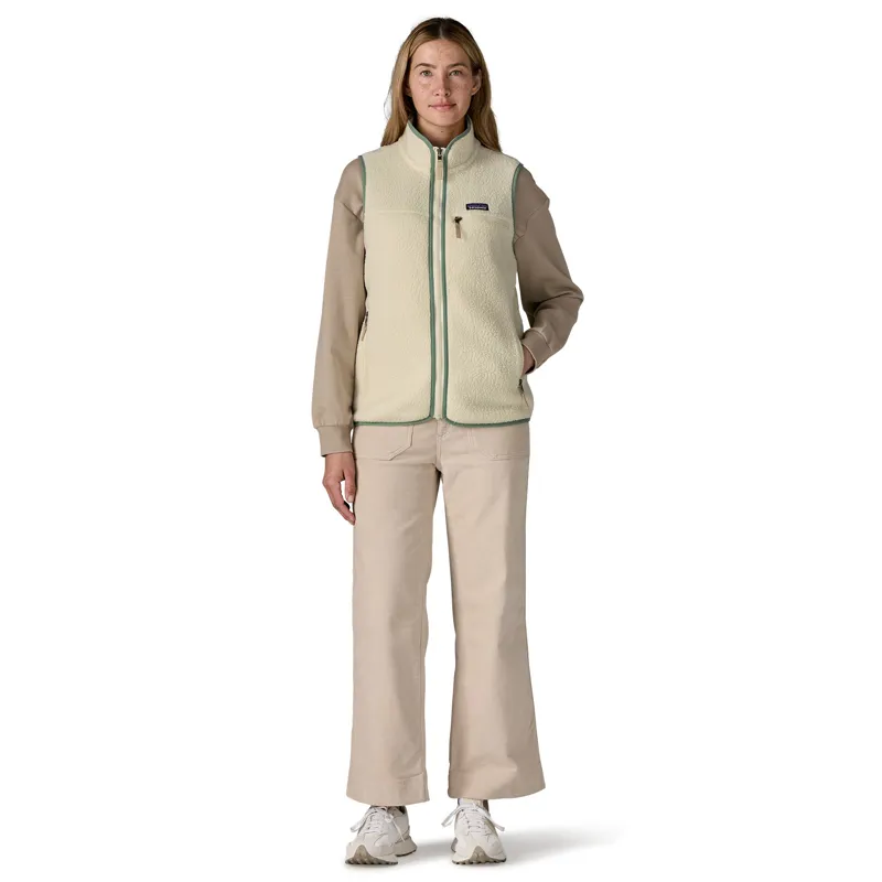 Patagonia Womens Retro Pile Vest - Natural-Ellwood Green-3