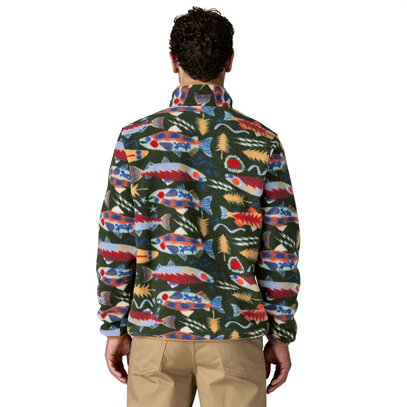 Patagonia Mens LW Synch Snap-T Pullover - Salmon Energy-Old Growth Green-2