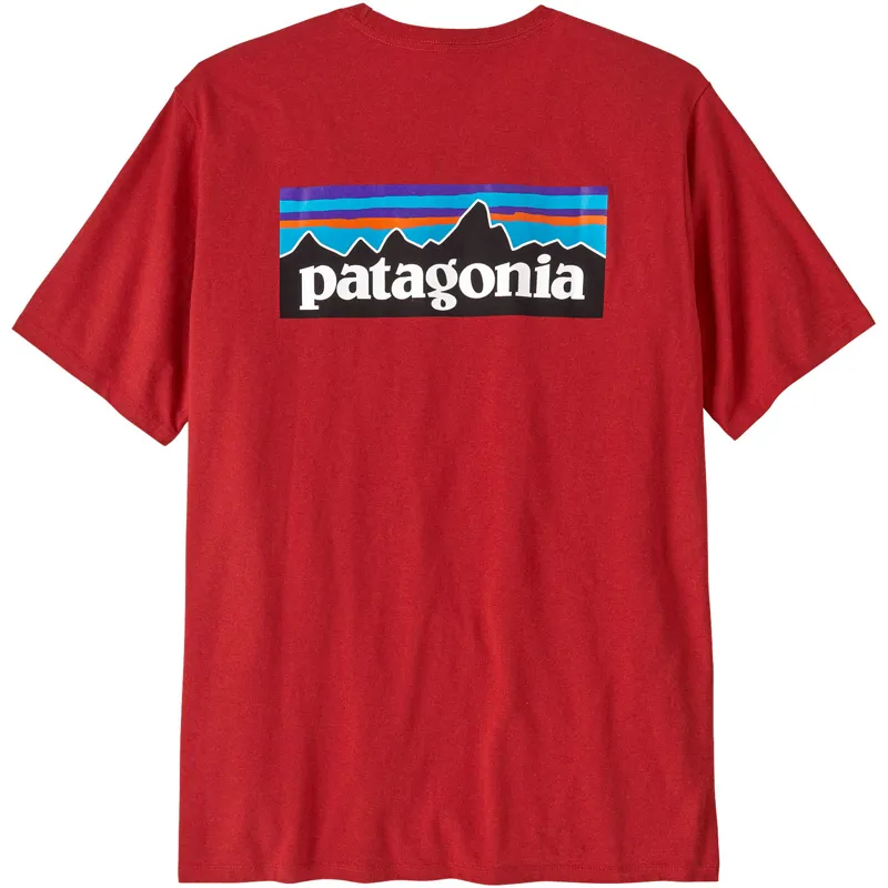 Patagonia Mens Short Sleeved P-6 Logo Responsibili-Tee - Amanita Red-2