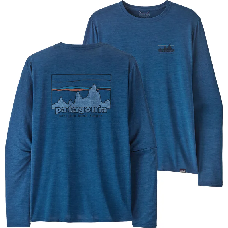 Patagonia Mens Long Sleeved Cap Cool Daily Graphic Shirt - '73 Skyline-Clement Blue X-Dye