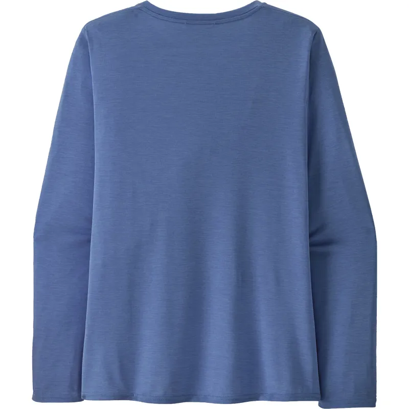 Patagonia Womens Long Sleeved Cap Cool Daily Graphic Shirt - Fitz Roy Foliage-Current Blue X-Dye-1