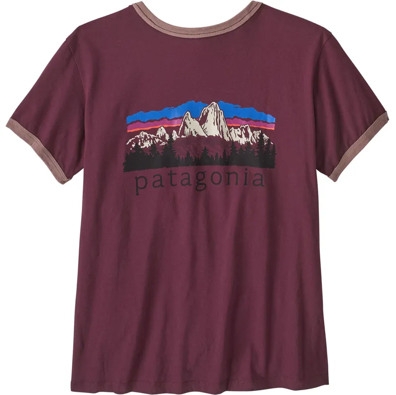 Patagonia Womens Fitz Roy Foothills Ringer Tee - Berry Fig-2