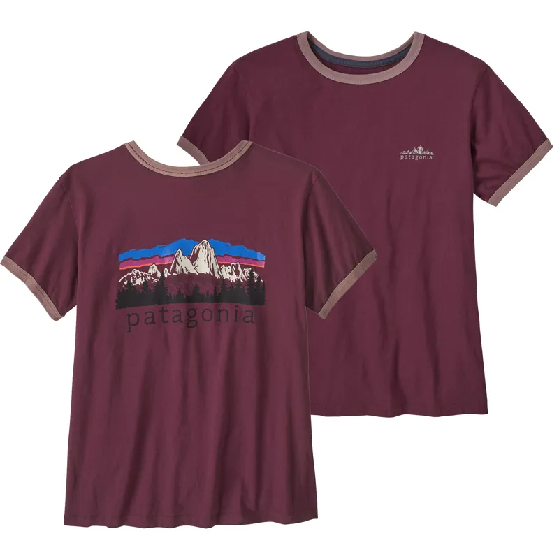 Patagonia Womens Fitz Roy Foothills Ringer Tee - Berry Fig