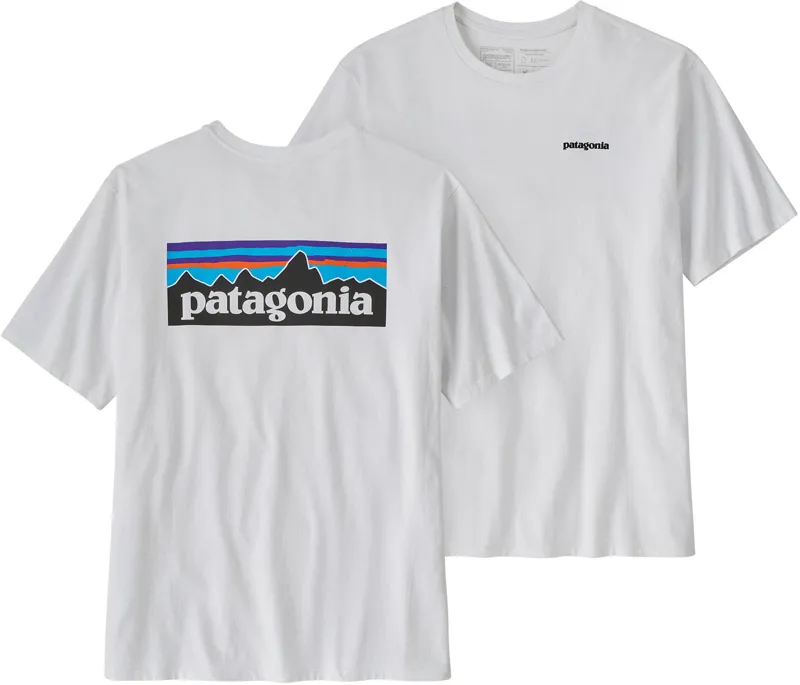 Patagonia Mens Short Sleeved P-6 Logo Responsibili-Tee - White