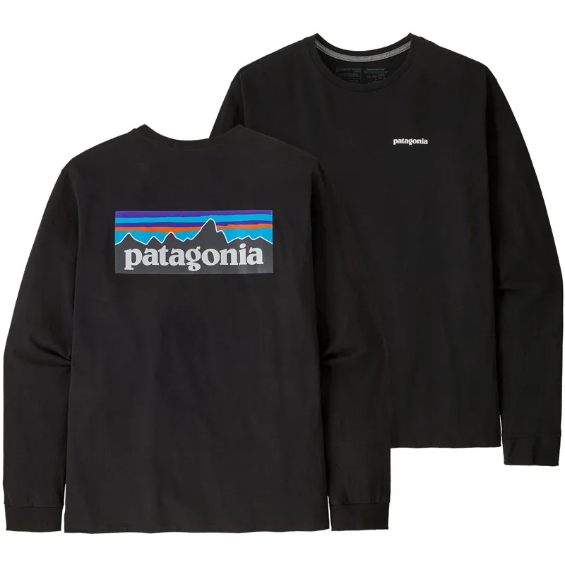 Patagonia Mens Long Sleeved P-6 Logo Responsibili-Tee - Black