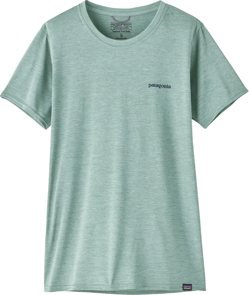 Patagonia Womens Cap Cool Daily Graphic Shirt - Waters - Boardshort Logo-Thermal Blue X-Dye-1