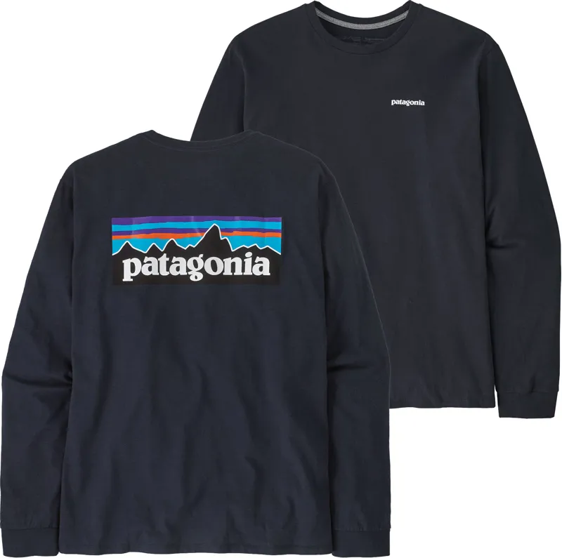 Patagonia Mens Long Sleeved P-6 Logo Responsibili-Tee - New Navy