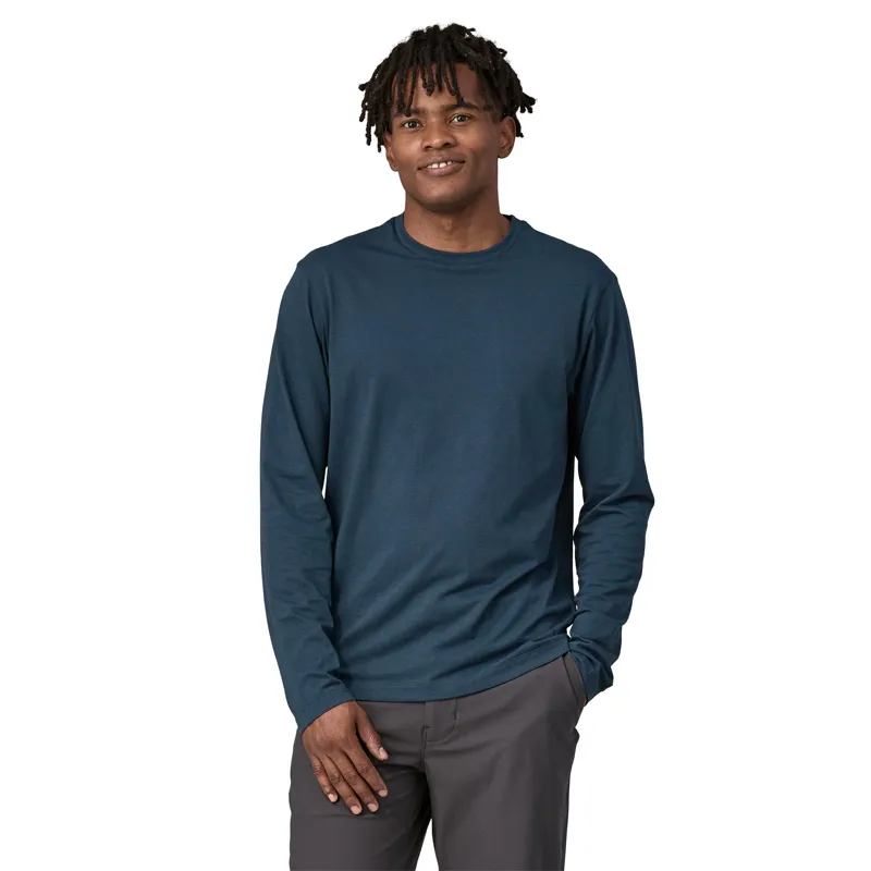 Patagonia Mens Long Sleeved Essential Tee - Tidepool Blue-1