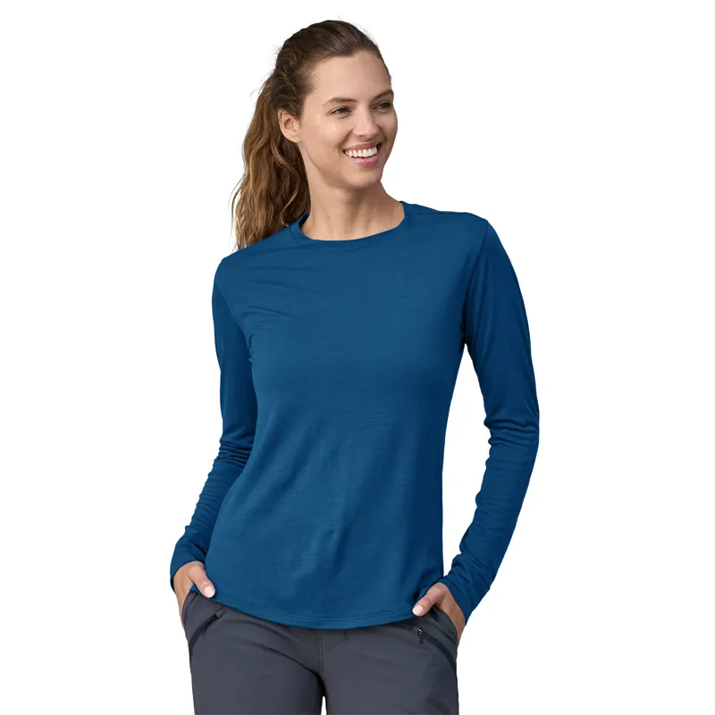Patagonia Womens LS Cap Cool Merino Blend Shirt - Endless Blue-1