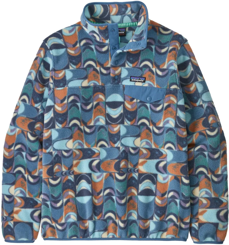Patagonia Womens Lightweight Synchilla Snap-T Pullover - Swallowtail Geo-Still Blue