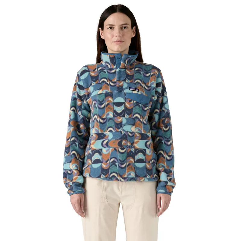 Patagonia Womens Lightweight Synchilla Snap-T Pullover - Swallowtail Geo-Still Blue-1