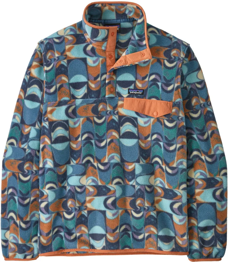 Patagonia Mens Lightweight Synchilla Snap-T Pullover - Swallowtail Geo-Still Blue