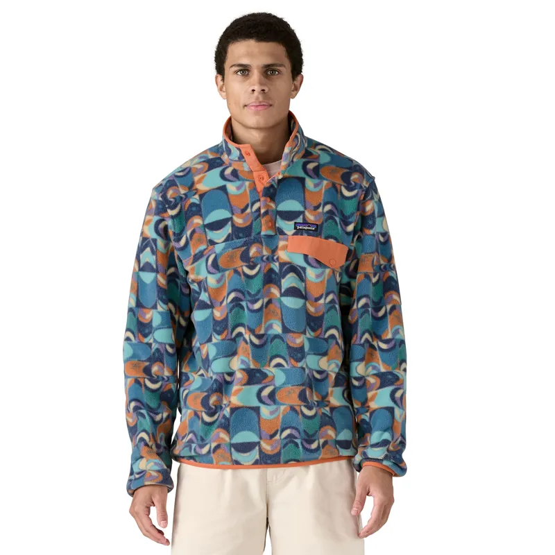 Patagonia Mens Lightweight Synchilla Snap-T Pullover - Swallowtail Geo-Still Blue-1