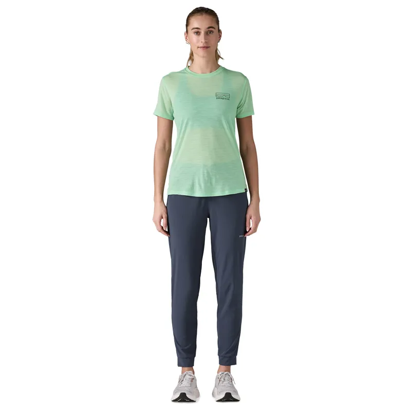 Patagonia Womens Cap Cool Merino Blend Graphic Shirt - Fitz Roy Strata-Rinsed Green-1