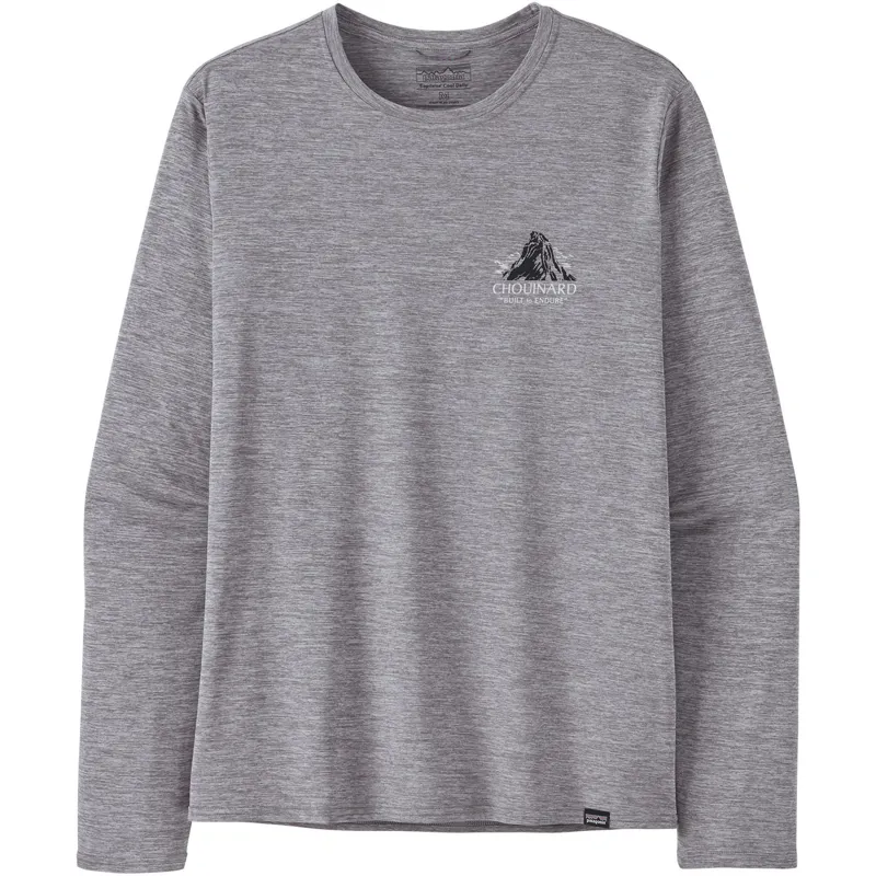 Patagonia Mens Long Sleeved Cap Cool Daily Graphic Shirt - Lands - Chouinard Crest-Feather Grey-1