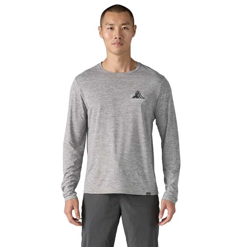 Patagonia Mens Long Sleeved Cap Cool Daily Graphic Shirt - Lands - Chouinard Crest-Feather Grey-3