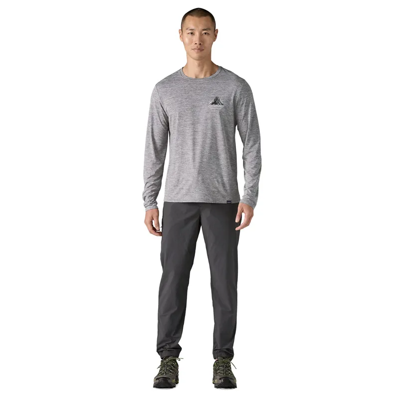 Patagonia Mens Long Sleeved Cap Cool Daily Graphic Shirt - Lands - Chouinard Crest-Feather Grey-5