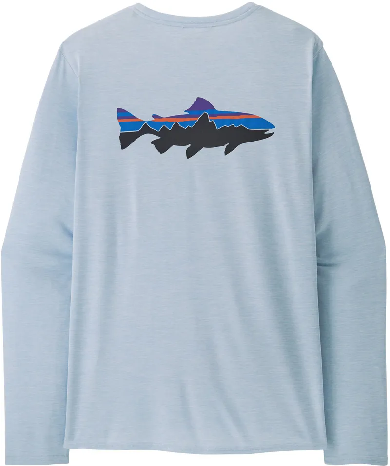 Patagonia Mens Long Sleeved Cap Cool Daily Graphic Shirt - Waters - Fitz Roy Trout-Fleck Blue-2