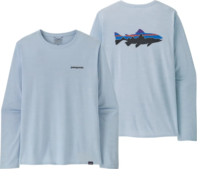 Patagonia Mens Long Sleeved Cap Cool Daily Graphic Shirt - Waters - Fitz Roy Trout-Fleck Blue