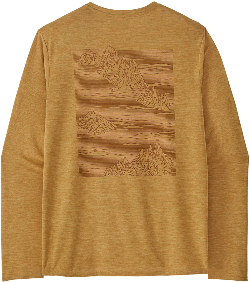 Patagonia Mens Long Sleeved Cap Cool Daily Graphic Shirt - Strataspire-Beeswax Tan X-Dye-2