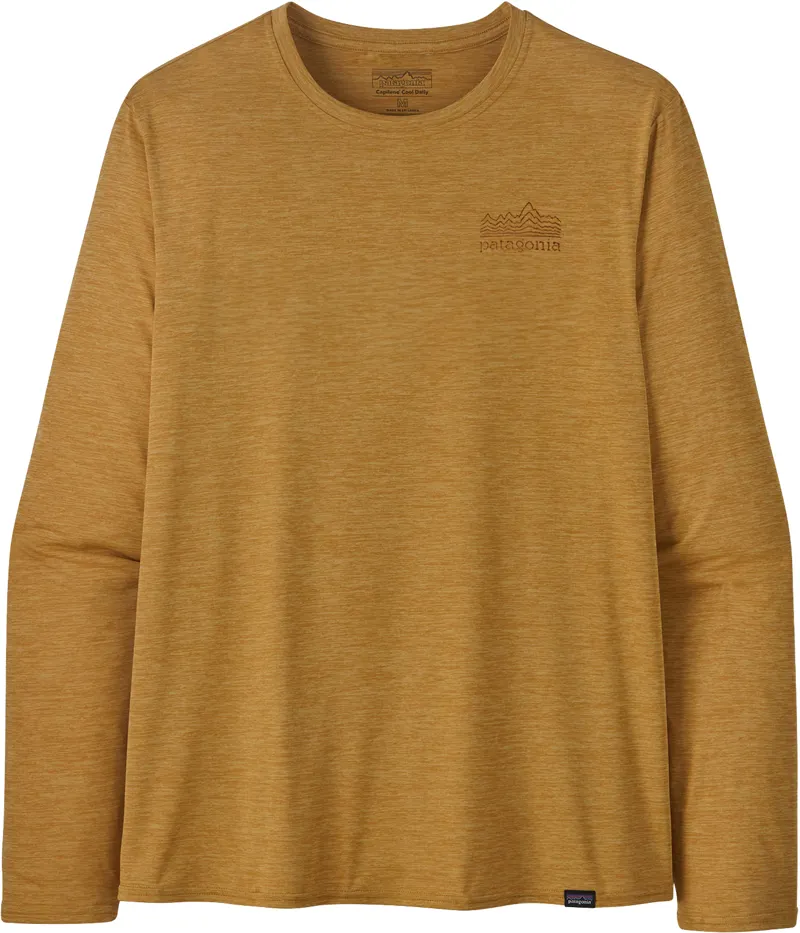 Patagonia Mens Long Sleeved Cap Cool Daily Graphic Shirt - Strataspire-Beeswax Tan X-Dye-1