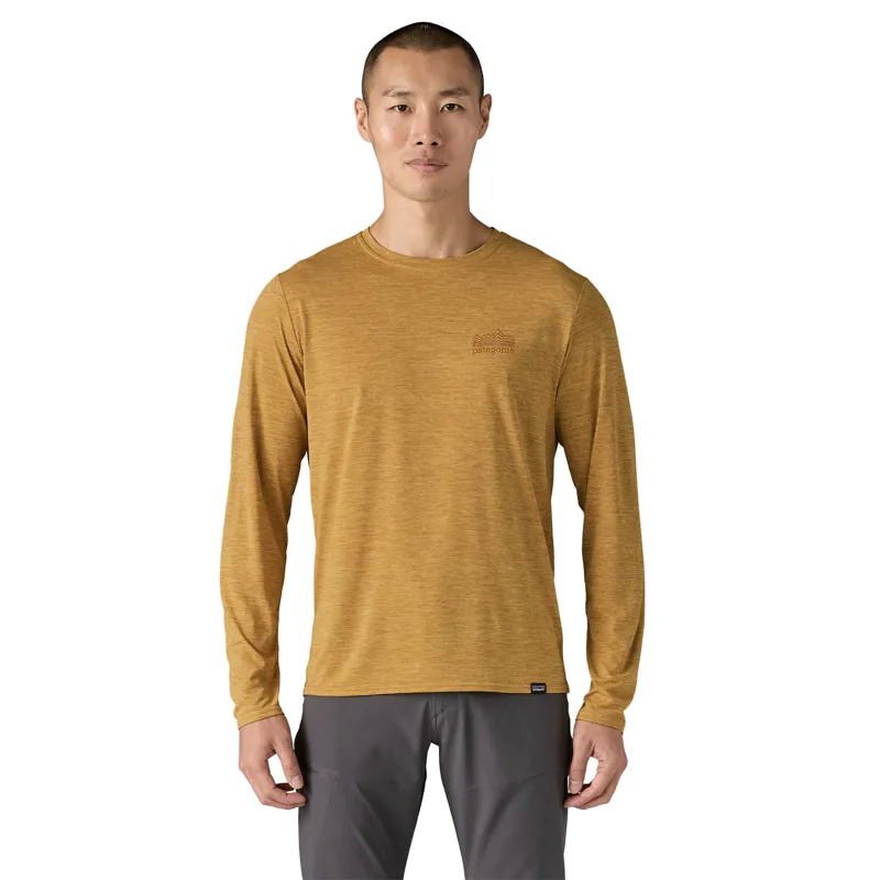 Patagonia Mens Long Sleeved Cap Cool Daily Graphic Shirt - Strataspire-Beeswax Tan X-Dye-4