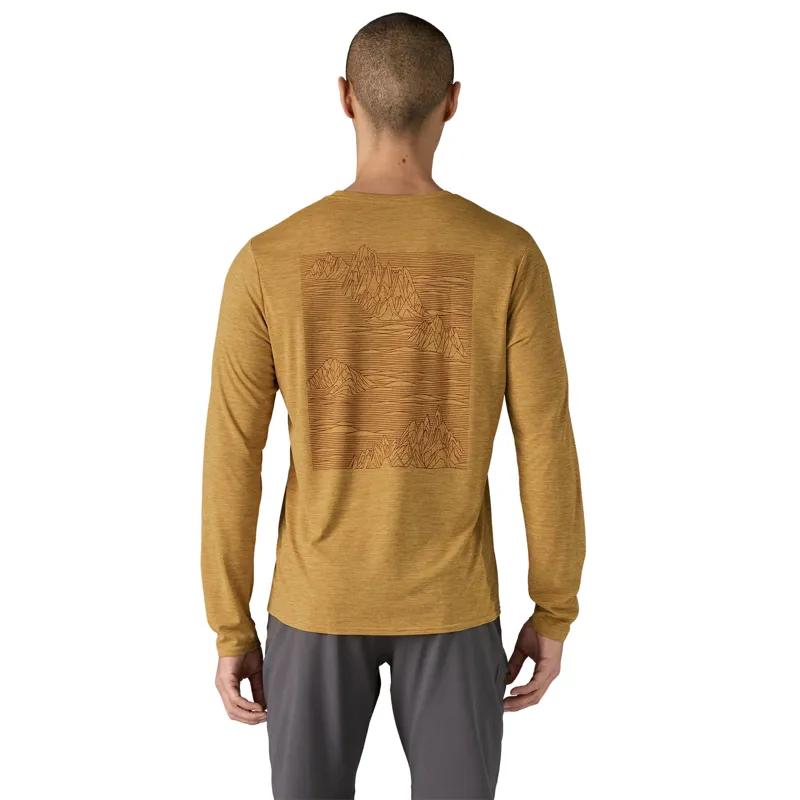 Patagonia Mens Long Sleeved Cap Cool Daily Graphic Shirt - Strataspire-Beeswax Tan X-Dye-3