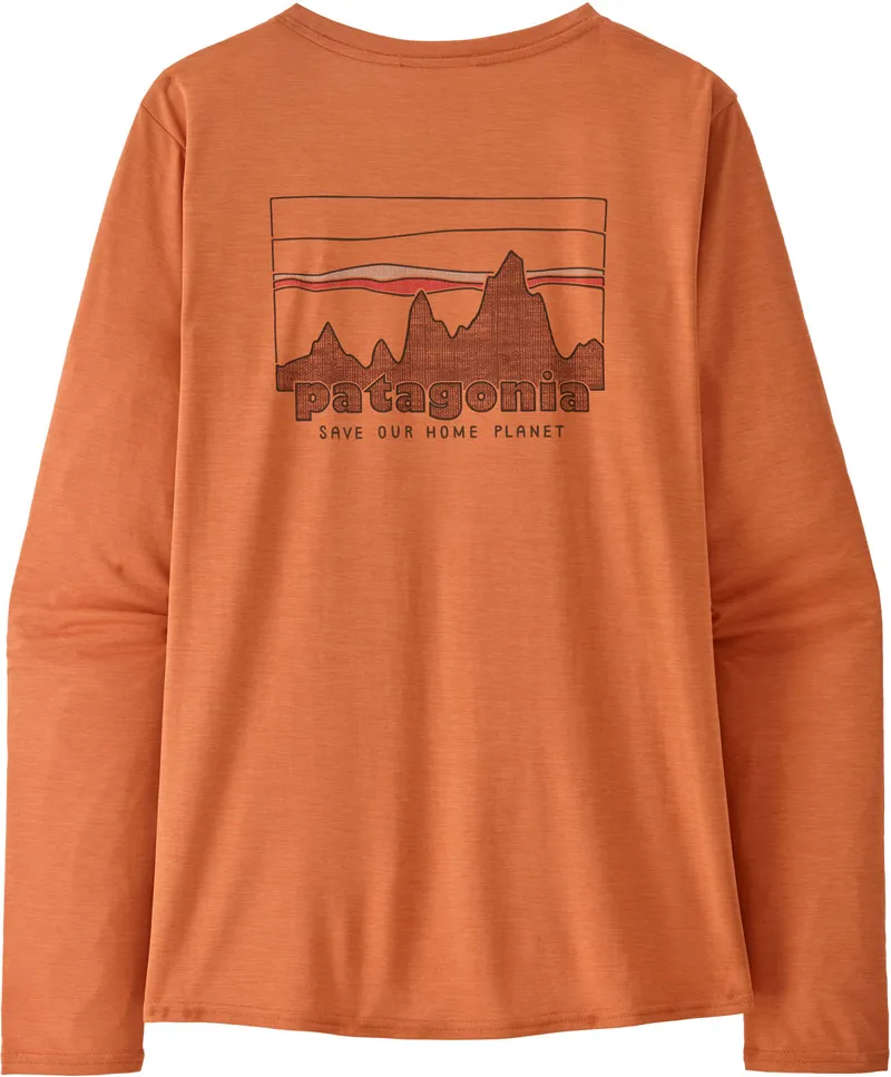 Patagonia Womens Long Sleeved Cap Cool Daily Graphic Shirt - '73 Skyline-Rock Melon X-Dye-1