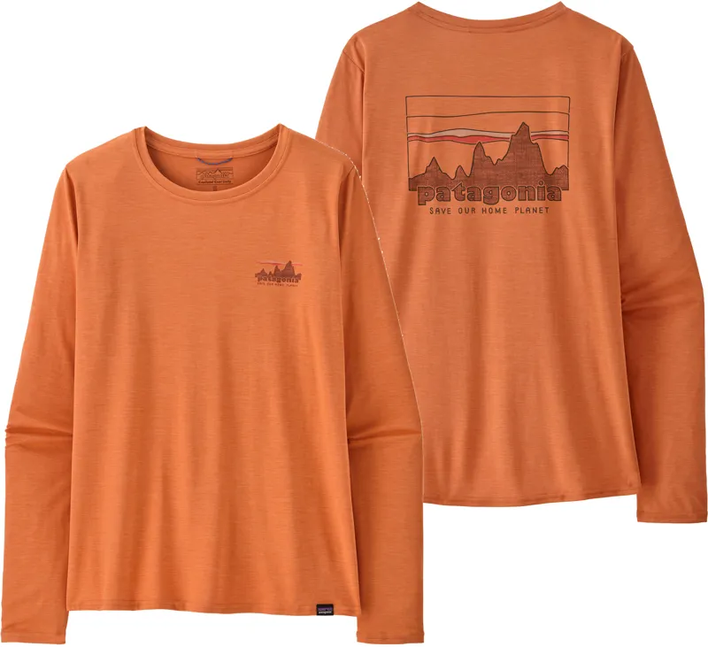 Patagonia Womens Long Sleeved Cap Cool Daily Graphic Shirt - '73 Skyline-Rock Melon X-Dye
