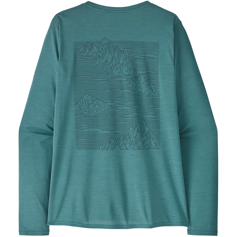 Patagonia Womens Long Sleeved Cap Cool Daily Graphic Shirt - Strataspire-Wetland Blue X-Dye-2