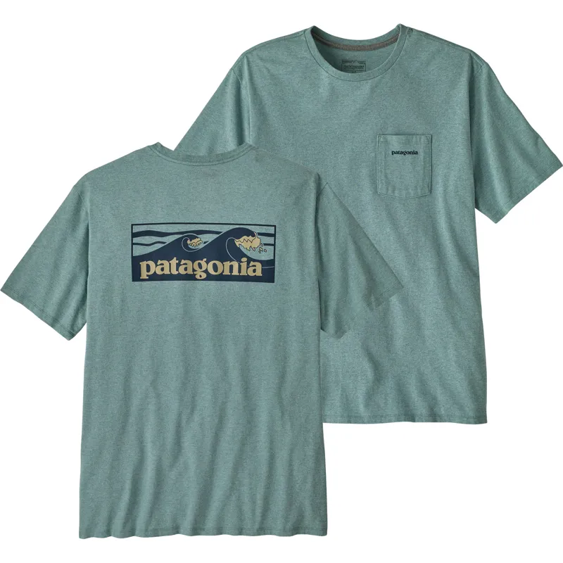 Patagonia Mens Boardshort Logo Pocket Responsibili Tee - Blue Sage