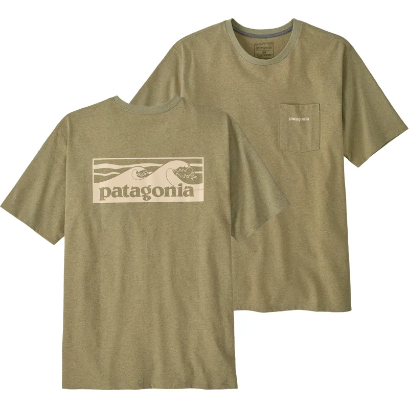 Patagonia Mens Boardshort Logo Pocket Responsibili Tee - Gumtree Green