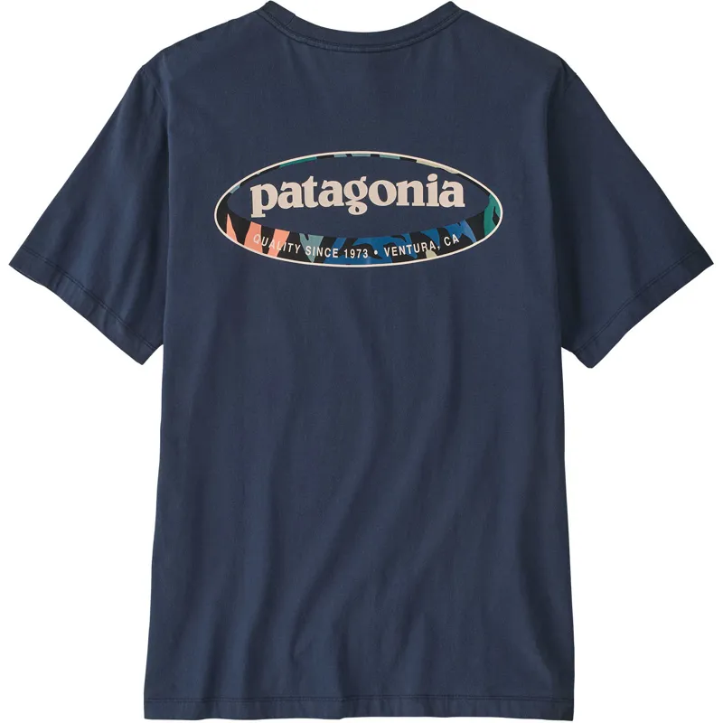 Patagonia Mens 95 Oval Logo T-Shirt - New Navy-Kaleido