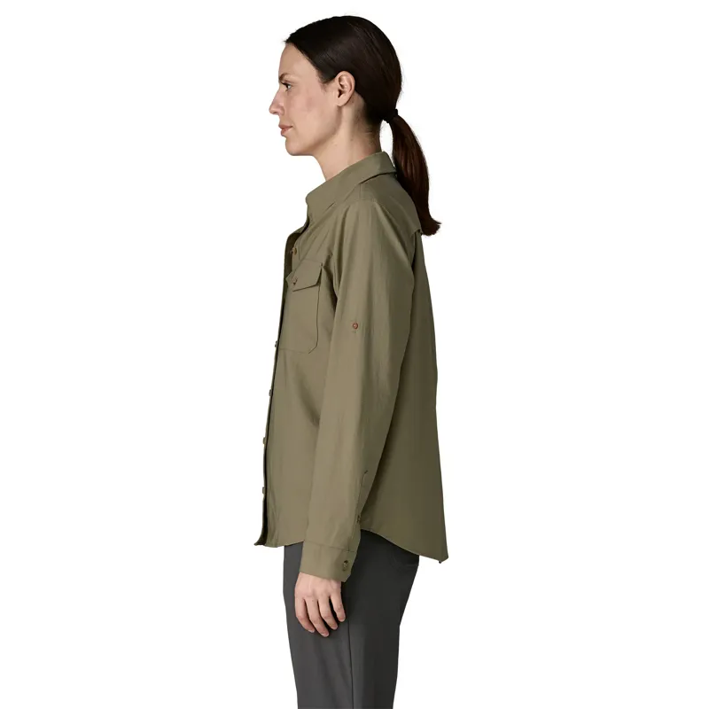 Patagonia Womens Long Sleeved Self Guided Sun Shirt - River Rock Green-2