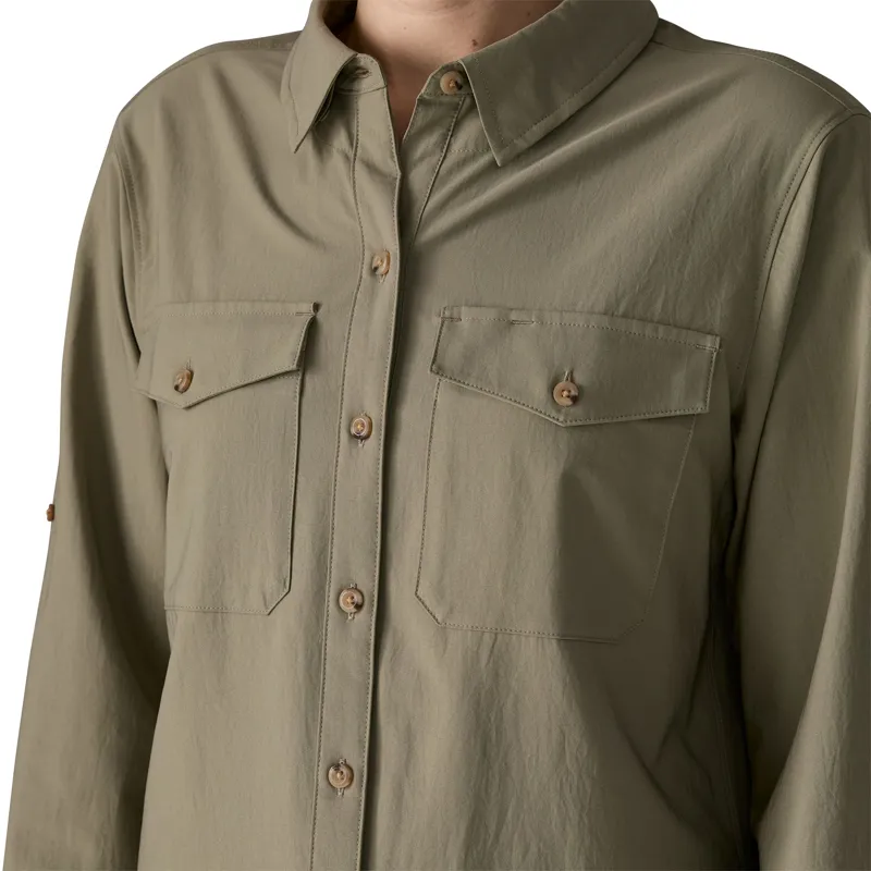 Patagonia Womens Long Sleeved Self Guided Sun Shirt - River Rock Green-5