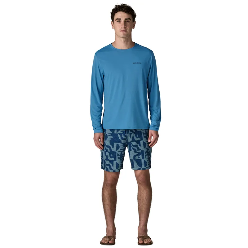 Patagonia Mens Long Sleeved Cap Cool Daily Shirt - Boardshort Logo - Shore Blue Light-Shore Blue X Dye-6
