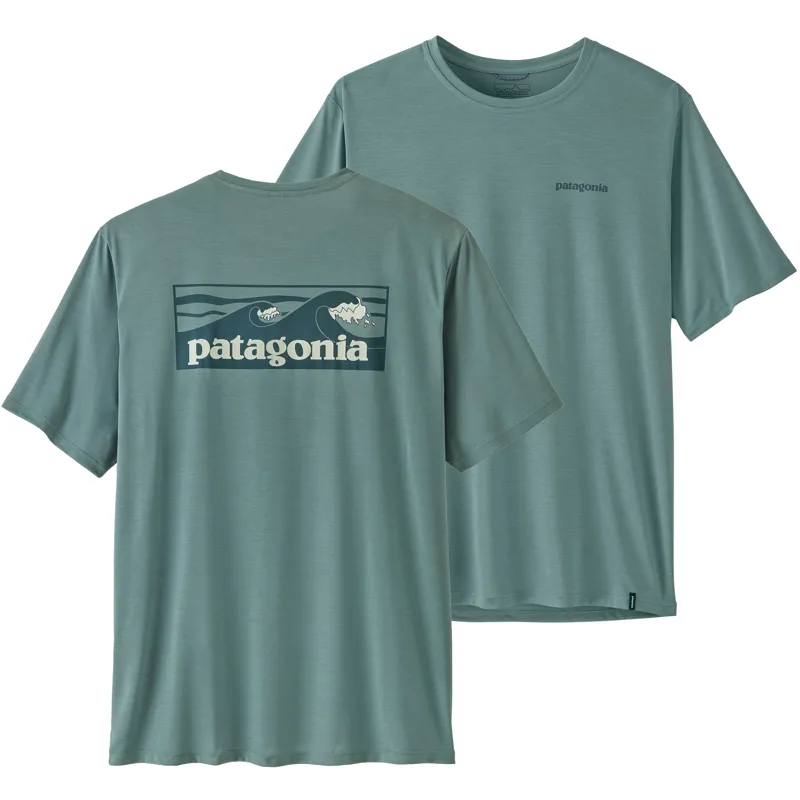 Patagonia Mens Cap Cool Daily Shirt - Boardshort Logo - Blue Sage Light-Blue Sage X Dye