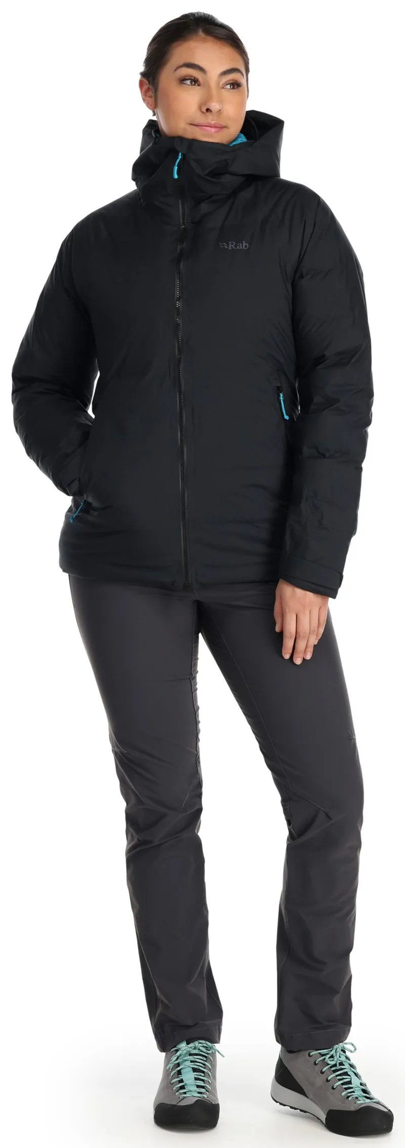 Rab Womens Valiance Jacket - Black-Aquamarine-2