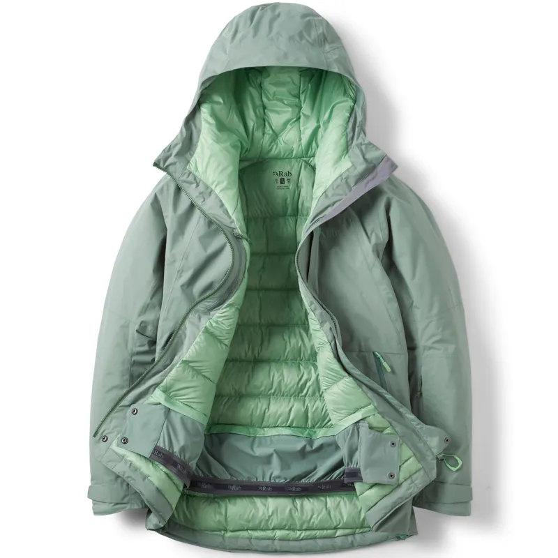 Rab Womens Optical Waterproof Down Jacket - Dark Fig Green-1