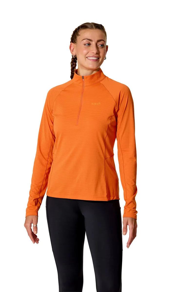 Rab Womens Sonic Long Sleeved Zip-Tee - Dark Melba-3
